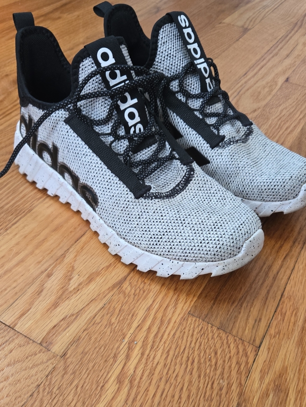 Adidas Kids Knit Running Sneakers - White & Black